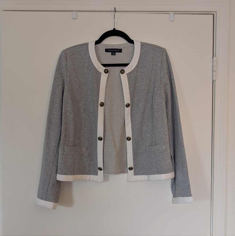 ❌SOLD❌ Tommy Hilfiger Gray Cotton Cardigan Jacket with logo buttons